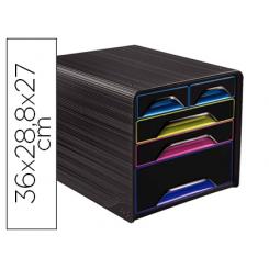 Fichero Cajones De Sobremesa CEP 5 Cajones Mixtos Negro/Multicolor 360X288X270 mm