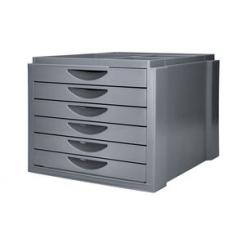 Fichero cajones de sobremesa Q-CONNECT bandeja organizadora superior 6 cajones color gris opaco