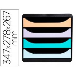 Fichero De Cajones Sobremesa EXACOMPTA Big-Box Aquarel Negro 4 Cajones Colores Pastel Glossy