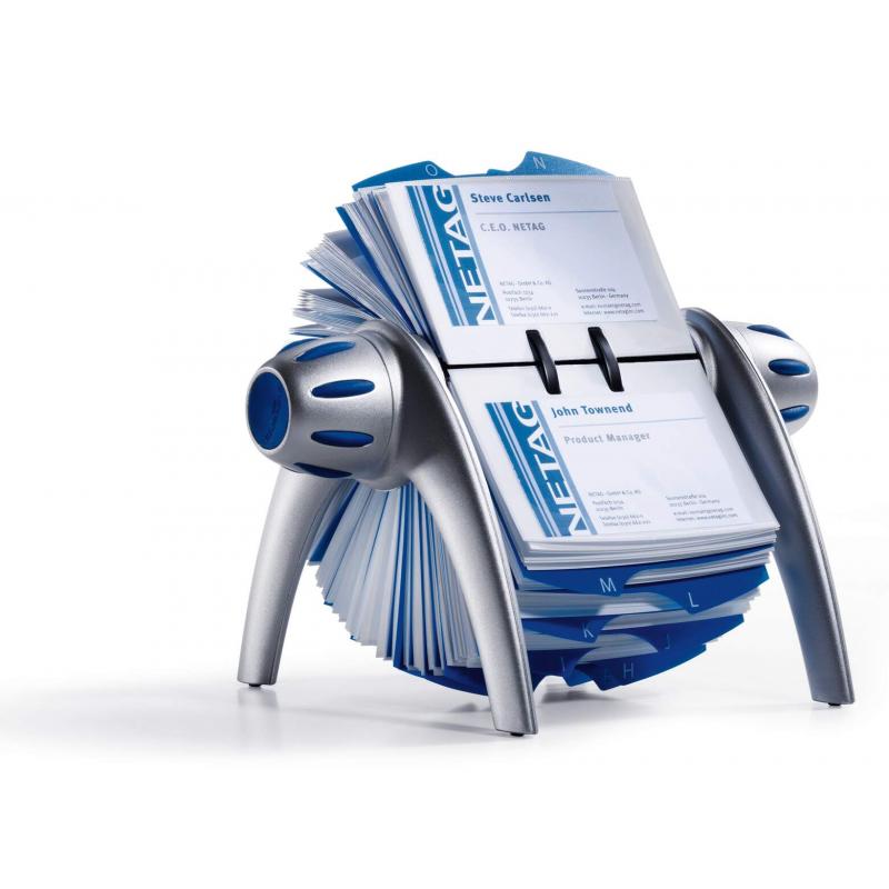FICHERO ROTATIVO TARJETERO DURABLE VISIFIX FLIP VEGAS (400 tarjetas) PLATEADO