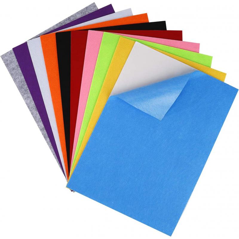 Fieltro Adhesivo 10 piezas 10 colores A4 Autoadhesivas, duraderas y resistentes al agua