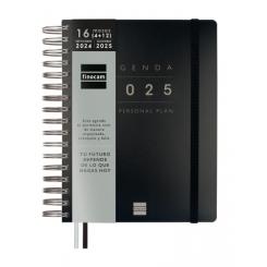 FINOCAM Agenda Anual (2024-25) 16 Meses TEMPUS Wire-O tapa PP S/V 4º 155X217 c/goma Negro