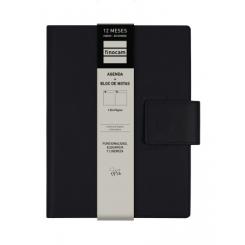 FINOCAM Agenda Anual (2025) DUO DUOUNO espiral c/cubierta sintética c/broche E10 155X212 D/P Negro