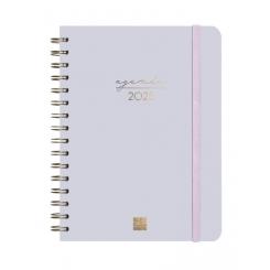 FINOCAM Agenda Anual (2025) espiral ALMA Wire-O tapa dura c/goma E10 155X212 S/V Apais. Lila