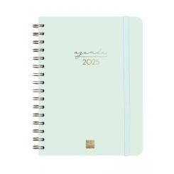 FINOCAM Agenda Anual (2025) espiral ALMA Wire-O tapa dura c/goma E10 155X212 S/V Apais. Menta