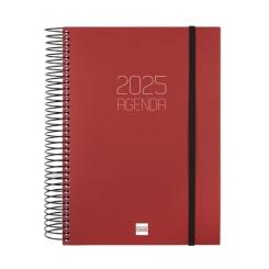 FINOCAM Agenda Anual (2025) espiral OPAQUE espiral tapa PP c/goma E10 155X212 D/P Burdeos