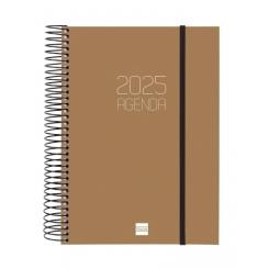 FINOCAM Agenda Anual (2025) espiral OPAQUE espiral tapa PP c/goma E10 155X212 D/P Marron