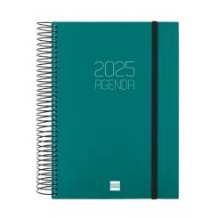 FINOCAM Agenda Anual (2025) espiral OPAQUE espiral tapa PP c/goma E10 155X212 D/P Verde
