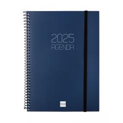 FINOCAM Agenda Anual (2025) espiral OPAQUE espiral tapa PP c/goma E10 155X212 S/V Apais. Azul