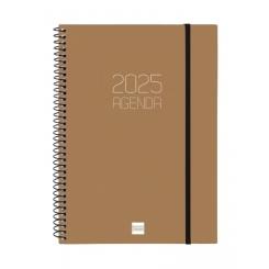 FINOCAM Agenda Anual (2025) espiral OPAQUE espiral tapa PP c/goma E10 155X212 S/V Apais. Marron