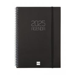 FINOCAM Agenda Anual (2025) espiral OPAQUE espiral tapa PP c/goma E10 155X212 S/V Apais. Negro