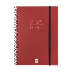 FINOCAM Agenda Anual (2025) espiral OPAQUE espiral tapa PP c/goma E10 155X212 S/V Burdeos