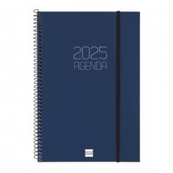 FINOCAM Agenda Anual (2025) espiral OPAQUE espiral tapa PP c/goma E11 165X242 D/P Azul