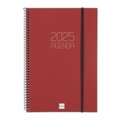 FINOCAM Agenda Anual (2025) espiral OPAQUE espiral tapa PP c/goma E11 165X242 D/P Burdeos