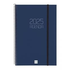 FINOCAM Agenda Anual (2025) espiral OPAQUE espiral tapa PP c/goma E11 165X242 S/V Azul