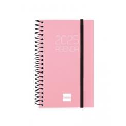 FINOCAM Agenda Anual (2025) espiral OPAQUE espiral tapa PP c/goma E3 79X127 S/V Apais. Rosa