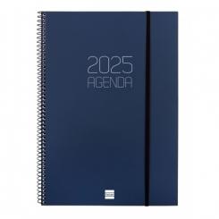 FINOCAM Agenda Anual (2025) espiral OPAQUE espiral tapa PP c/goma E40 210X297 D/P Azul