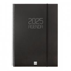FINOCAM Agenda Anual (2025) espiral OPAQUE espiral tapa PP c/goma E40 210X297 D/P Negro