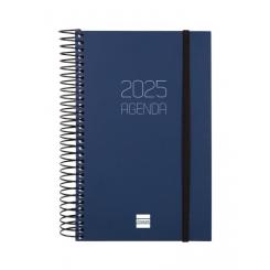 FINOCAM Agenda Anual (2025) espiral OPAQUE espiral tapa PP c/goma E5 117X181 D/P Azul