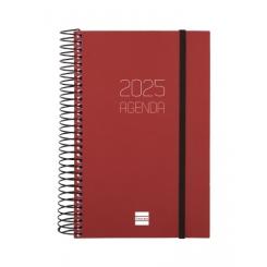 FINOCAM Agenda Anual (2025) espiral OPAQUE espiral tapa PP c/goma E5 117X181 D/P Burdeos
