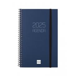 FINOCAM Agenda Anual (2025) espiral OPAQUE espiral tapa PP c/goma E5 117X181 S/V Apais. Azul