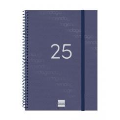 FINOCAM Agenda Anual (2025) espiral YEAR espiral tapa PP c/goma E10 155X212 S/V Apais. Azul