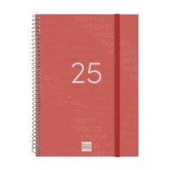 FINOCAM Agenda Anual (2025) espiral YEAR espiral tapa PP c/goma E10 155X212 S/V Apais. Rojo