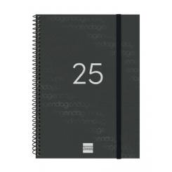 FINOCAM Agenda Anual (2025) espiral YEAR espiral tapa PP c/goma E10 155X212 S/V Negro