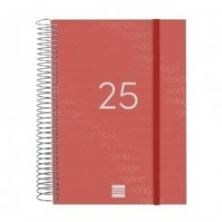 FINOCAM Agenda Anual (2025) espiral YEAR espiral tapa PP c/goma E10 155X212 S/V Rojo