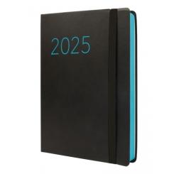 FINOCAM Agenda Anual (2025) FLEXI LISA cosida tapa flexible c/goma Fa5 148X210 D/P Negro