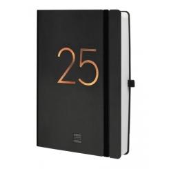 FINOCAM Agenda Anual (2025) INTERNACIONAL CAPRI cosida tapa blanda c/goma Fa5 148X210 D/P Negro