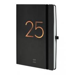 FINOCAM Agenda Anual (2025) INTERNACIONAL CAPRI cosida tapa blanda c/goma Fa5 148X210 S/V Negro