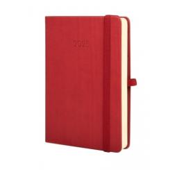 FINOCAM Agenda Anual (2025) MINIMAL TEXTURA cosida tapa dura c/goma M4 118X168 D/P Rojo