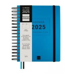 FINOCAM Agenda Anual (2025) TEMPUS Wire-O tapa PP c/goma 4º 155X217 D/P Azul