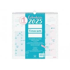 FINOCAM Calendario (2025) Pared Chic mensual para escribir 300X300 Turquesa