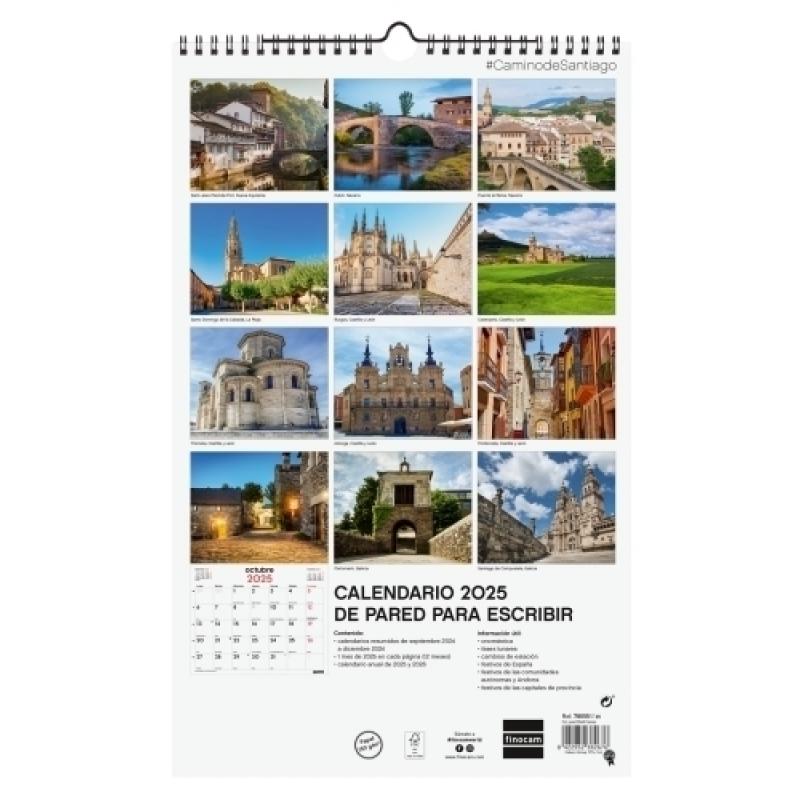 finocam-calendario-2025-pared-espiral-imagenes-mensual-para-escribir-250x400-camino-de-santiago