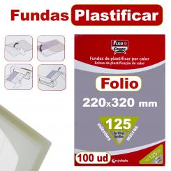 FIXO Caja 100 Fundas de Plastificar Folio Brillo 220X320mm 125My