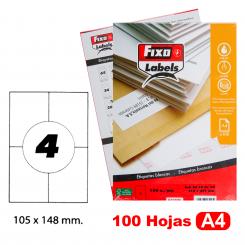 FIXO Caja 100H.A4 Etiquetas C/Rectos 105X148 mm