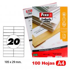 FIXO Caja 100H.A4 Etiquetas C/Rectos 105X29mm
