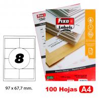 FIXO Caja 100H.A4 Etiquetas C/Rectos 97X67.7 mm