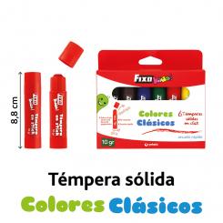 FIXO Caja 6 Uds Tempera Solida 10Gr Col.Surt