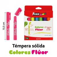 FIXO Caja 6 Uds Tempera Solida 6Gr Col.Fluor