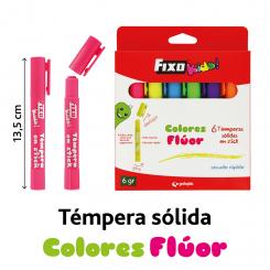 FIXO Caja 6 Uds Tempera Solida 6Gr Col.Fluor