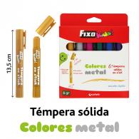 FIXO Caja 6 Uds Tempera Solida 6Gr Col.Metal
