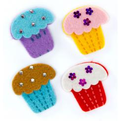 FIXO KIDS 12 Figuras Fieltro  adhesivas 3D Cupcakes