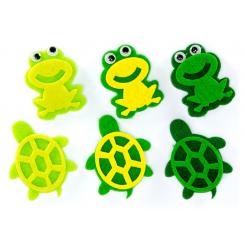 FIXO KIDS 12 Figuras Fieltro  adhesivas 3D Ranas Y Tortu