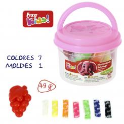 FIXO KIDS Bote Plastilina 7 coloresol 49G + 1 Molde Rosa