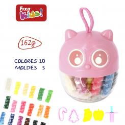 FIXO KIDS Buho Plastilina 18 colores 162G + 5 Accesorios Rosa