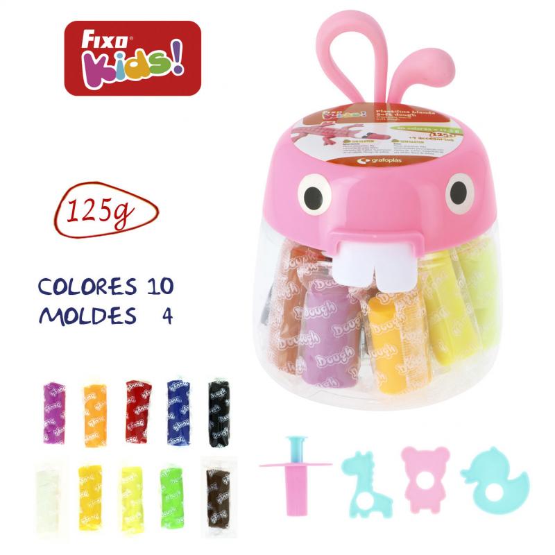 fixo-kids-conejo-plastilina-10-colores-125g-4-accesorios-rosa