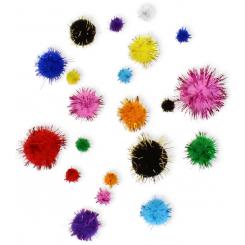 FIXO KIDS Pack 100 Pompones brillantes colores y tamaños surtidos